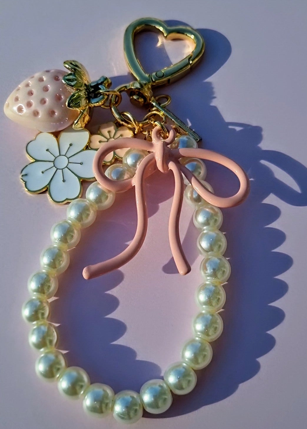 Strawberry Bloom Bag Charm 🍓🌸