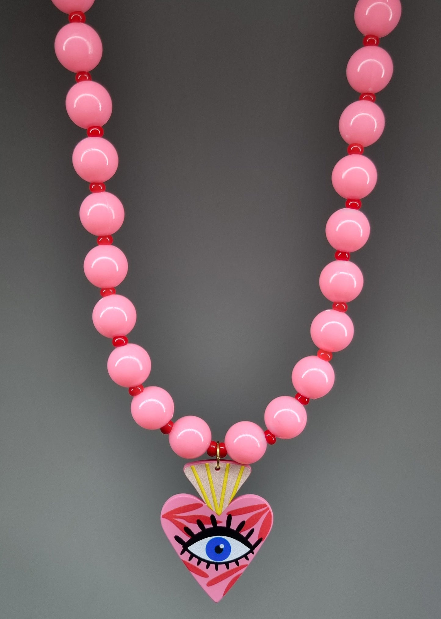 Chunky Necklace – Bubblegum Pink Evil Eye