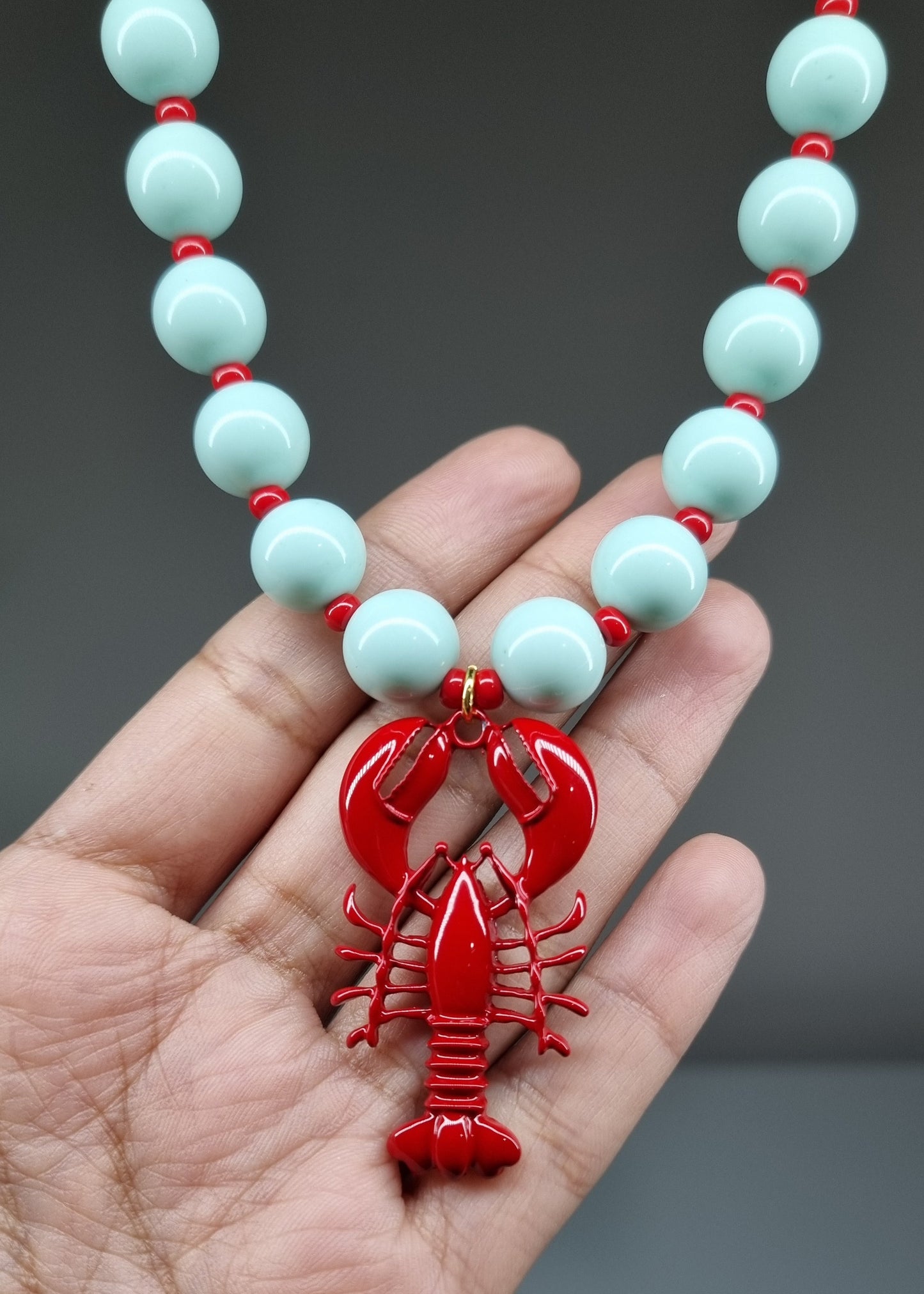 Chunky Necklace – Mint green Lobster